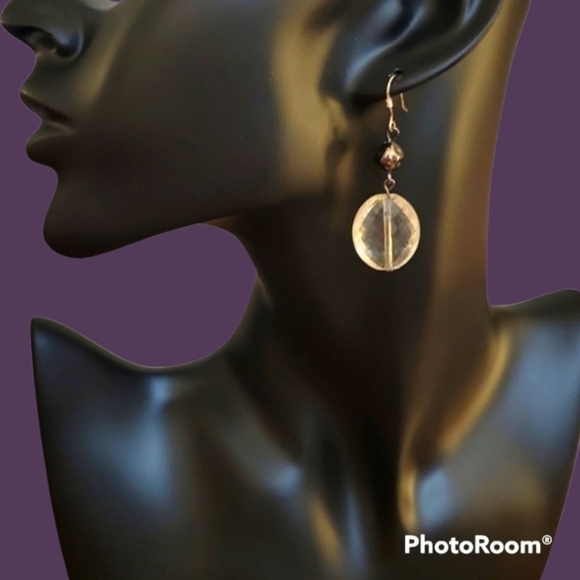 3/$30 HANDMADE Acrylic Clear Beaded Sterling Dangle Hook Earrings - Picture 1 of 5